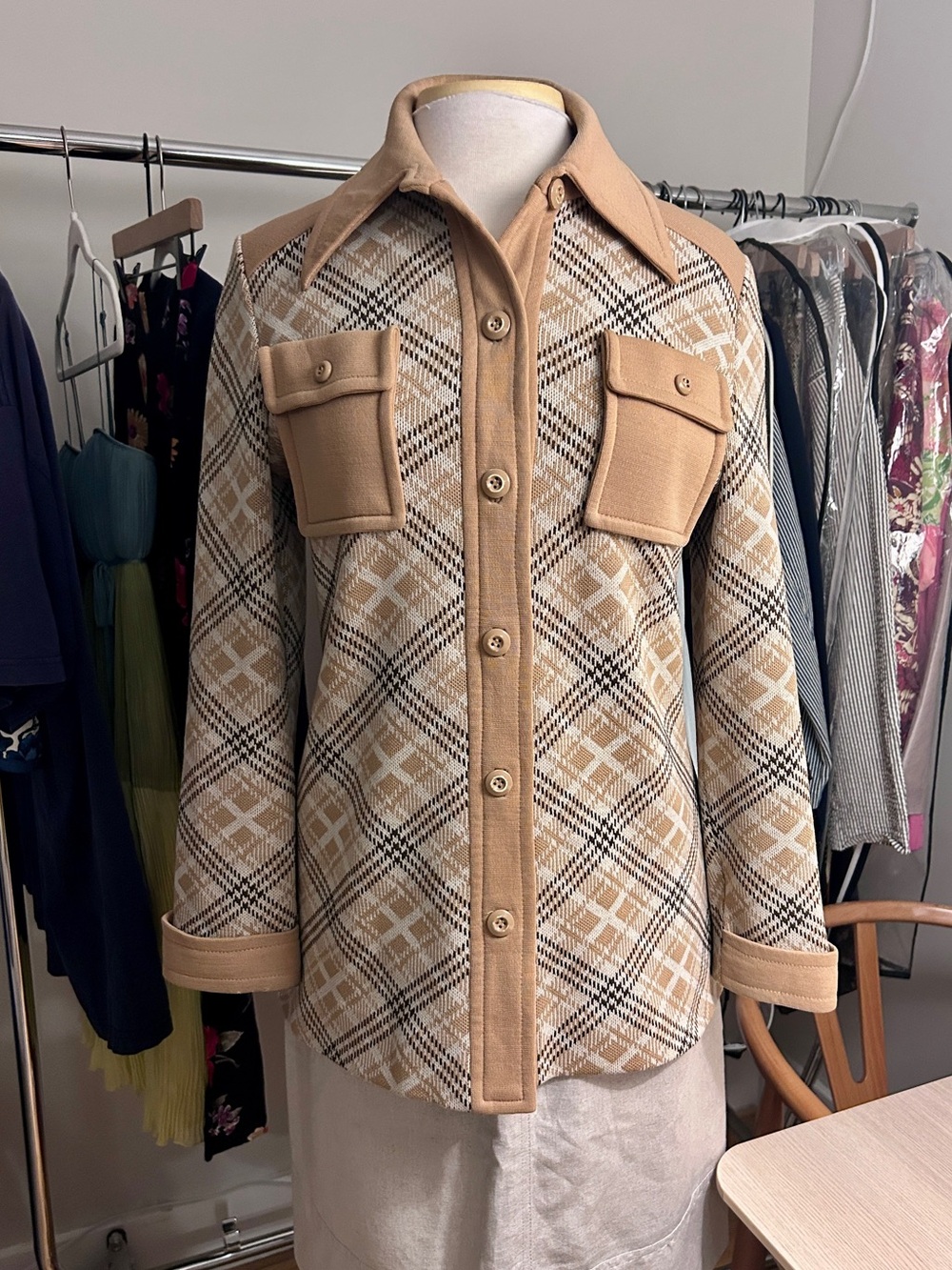 Tan Plaid Button Down